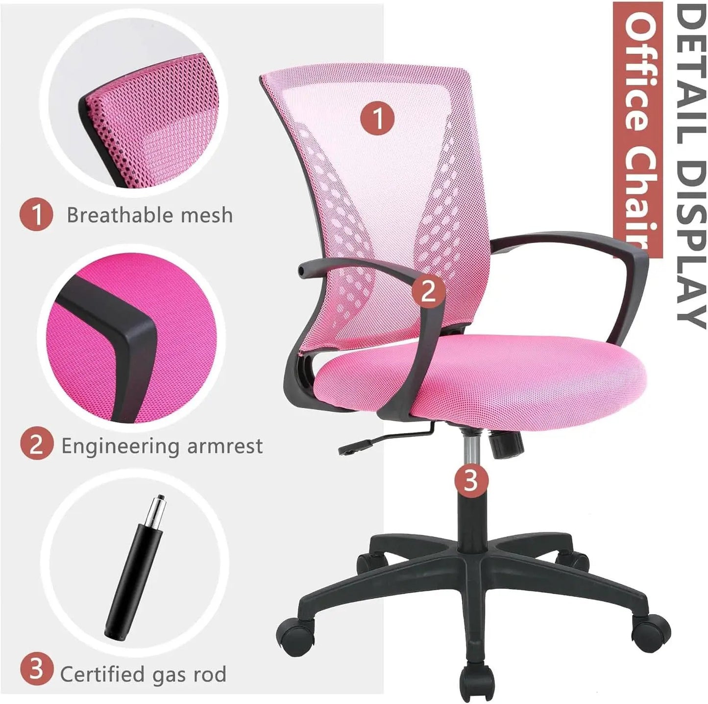 Pink Ergonomic Gaming Chair With Lumbar Support 360 Swivel from PriceLows™