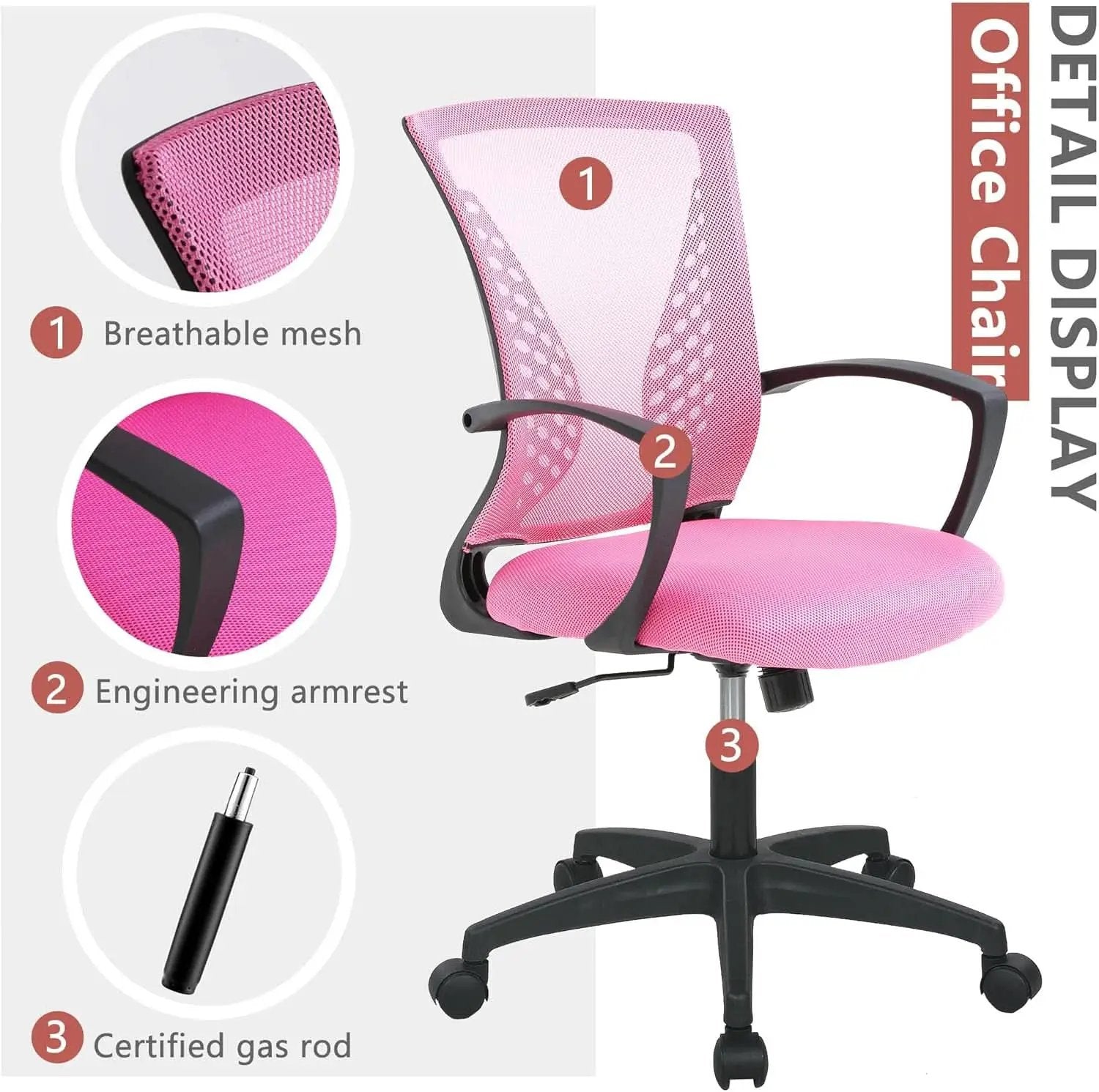 Pink Ergonomic Gaming Chair With Lumbar Support 360 Swivel from PriceLows™