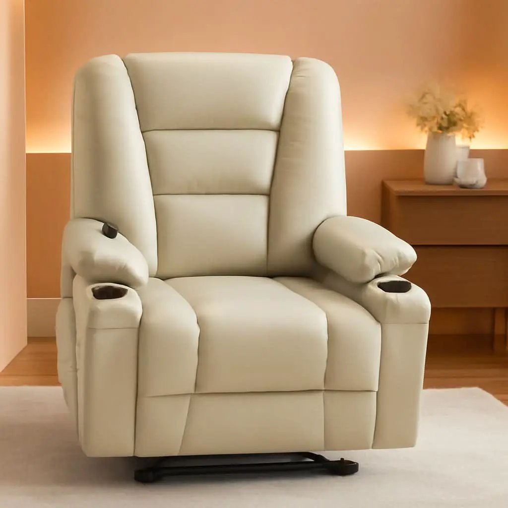 Beige Large Power Lift Recliner Chair With Massage And Heat from PriceLows™