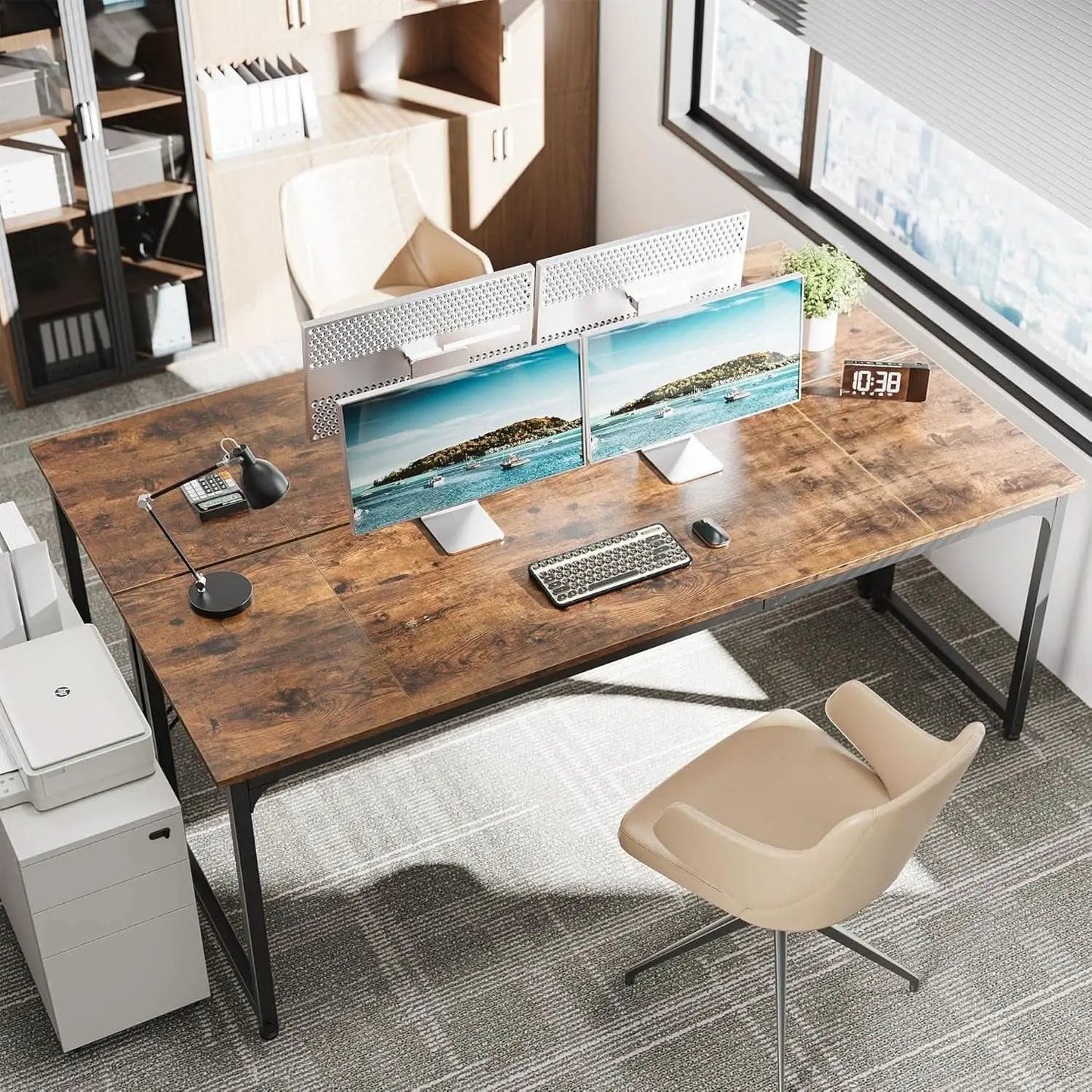 Rustic Brown 80 Inch Computer Desk For Home Office from PriceLows™