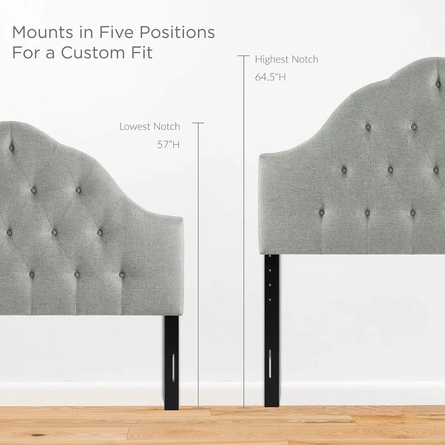 Tufted Linen Upholstered Queen Headboard with High Arch from PriceLows™