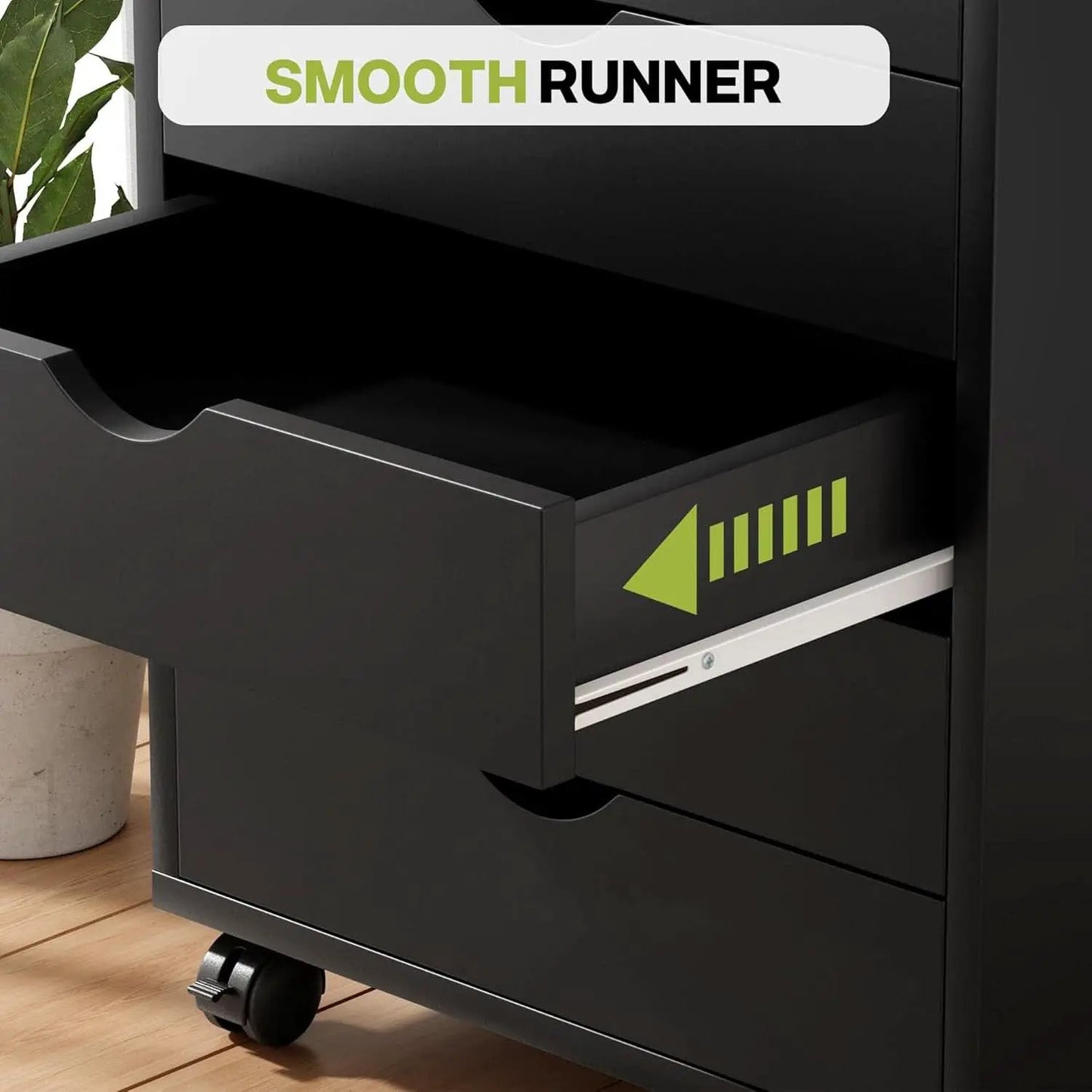 Five Drawer Multifunctional File Cabinet Black Industrial from PriceLows™