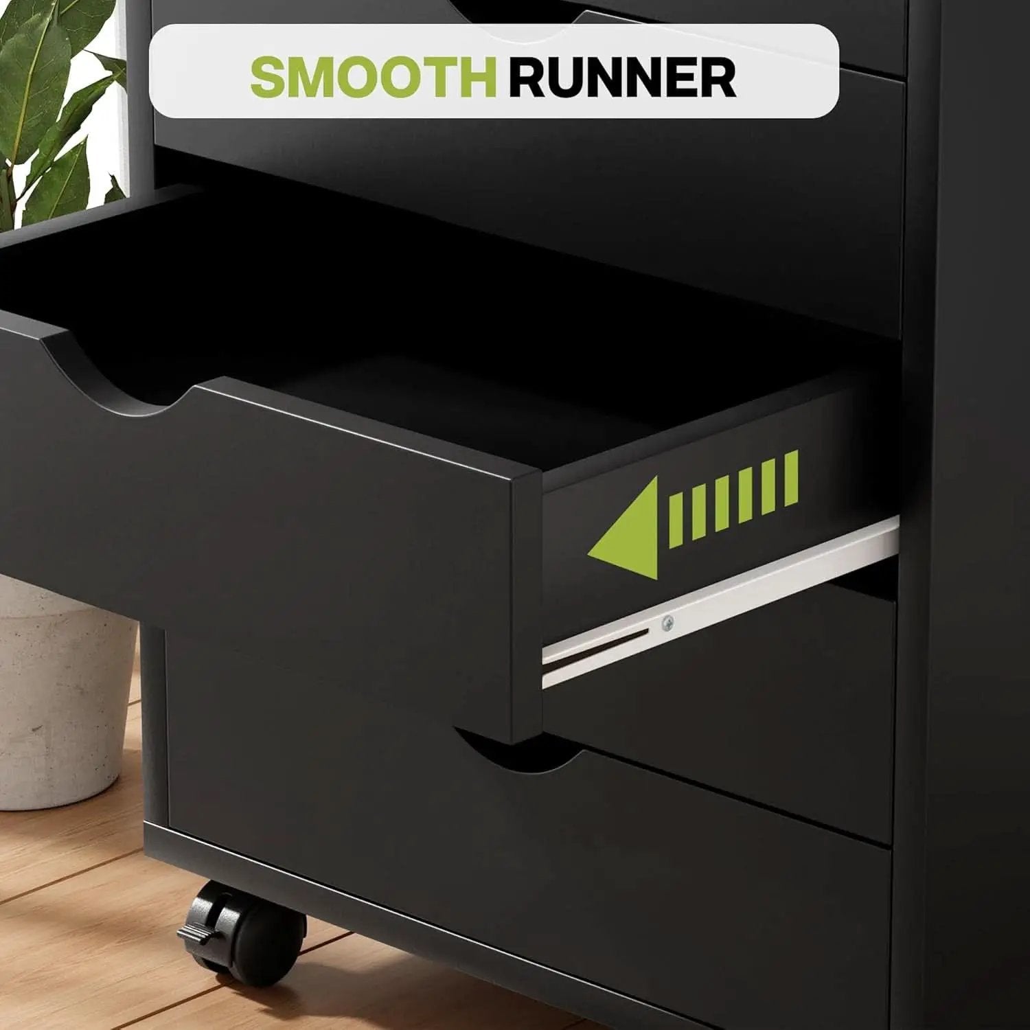 Five Drawer Multifunctional File Cabinet Black Industrial from PriceLows™