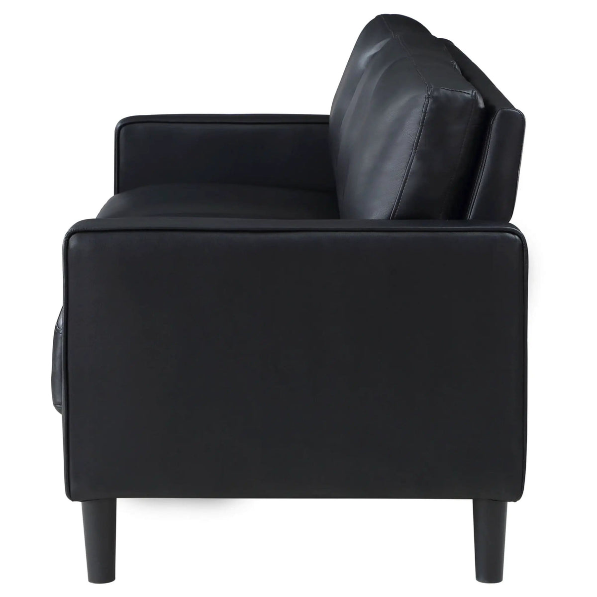 Ruth Upholstered Track Arm Sofa | 76.5 x 31.5 x 33.5 in | Faux Leather | Black