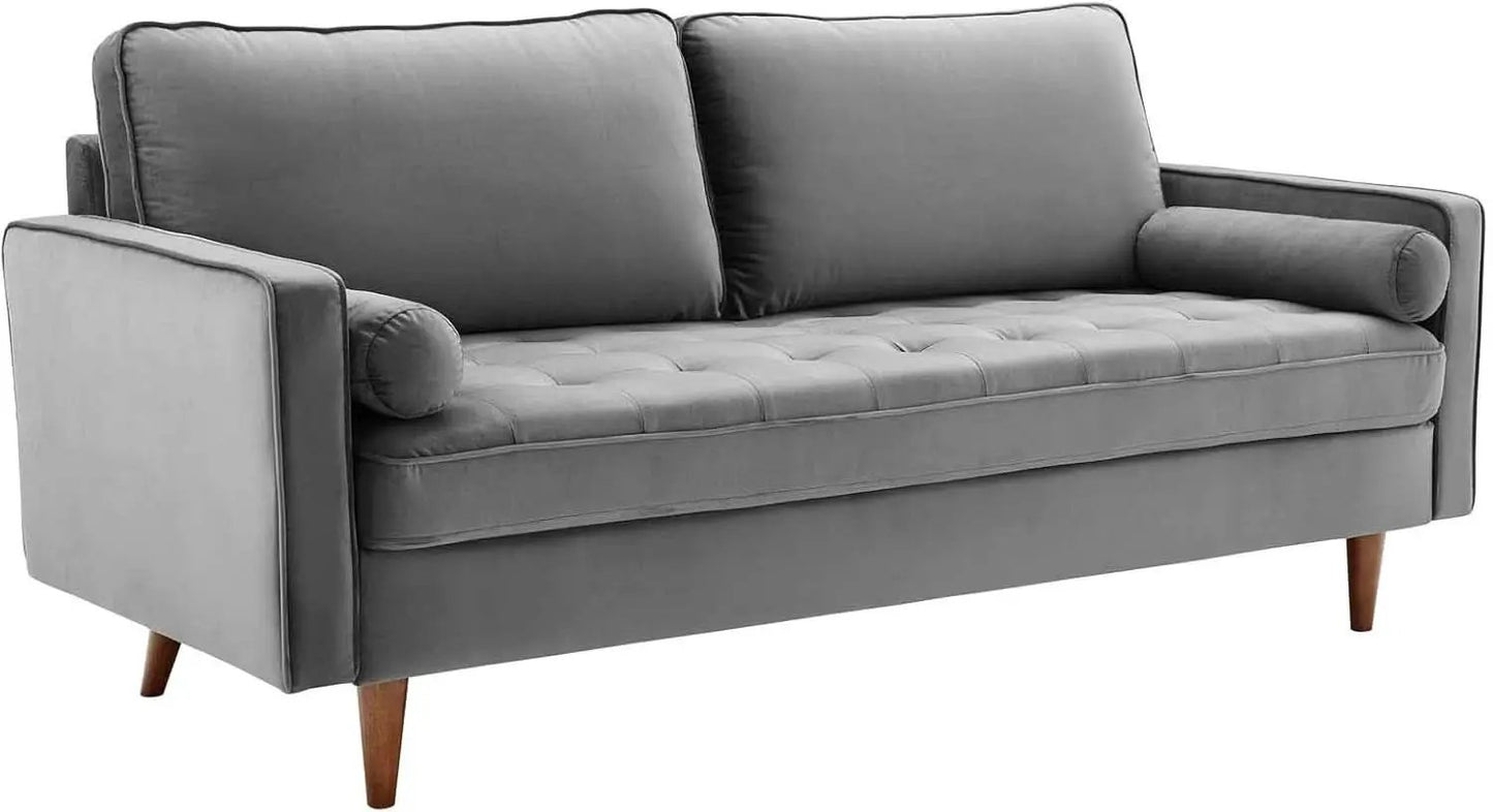 Valour Performance Velvet Sofa Gray Mid Century Modern from PriceLows™