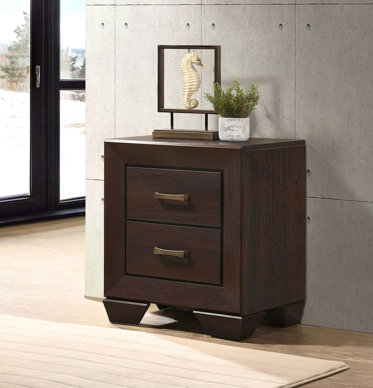 Kauffman 2-drawer Nightstand Dark Cocoa | 23.5 x 16.5 x 27 in | Wood | Bedroom