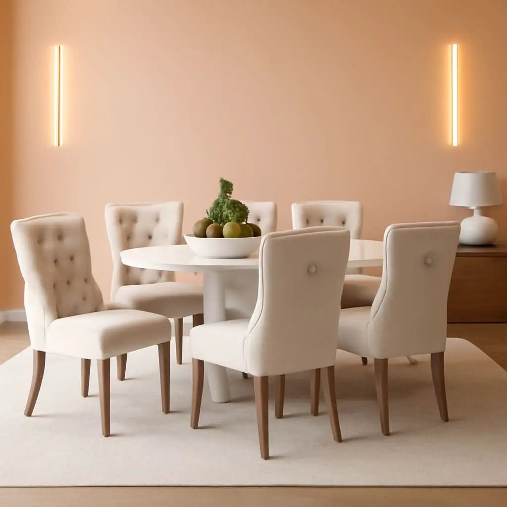 Velvet Dining Chairs Set Of 6 Beige Tufted High Back from PriceLows™