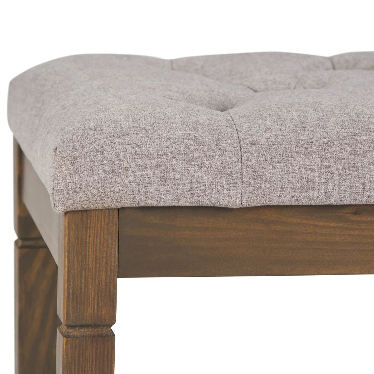 Waverly Upholstered Ottoman Bench | Tufting Detail | Carved Legs | Solid Wood Frame