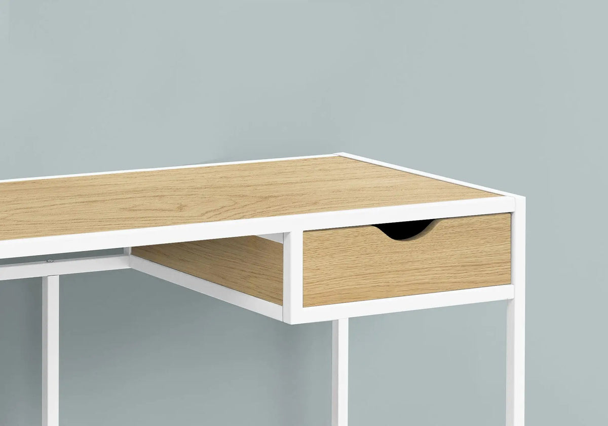 Compact Computer Desk | Small Storage Drawer | Slender Metal Frame | 42.25 Inch Length