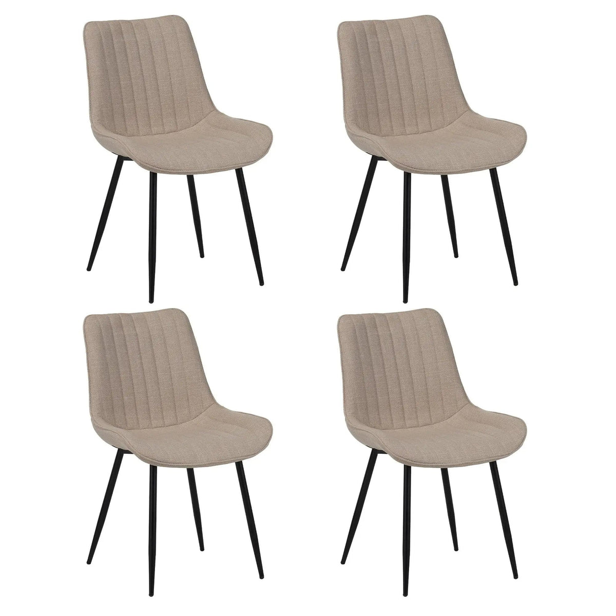 Dining Chair Set With Padded Backrests (Set of 4) - | 24 x 21.2 x 33.8 in | Fabric & Metal | Beige