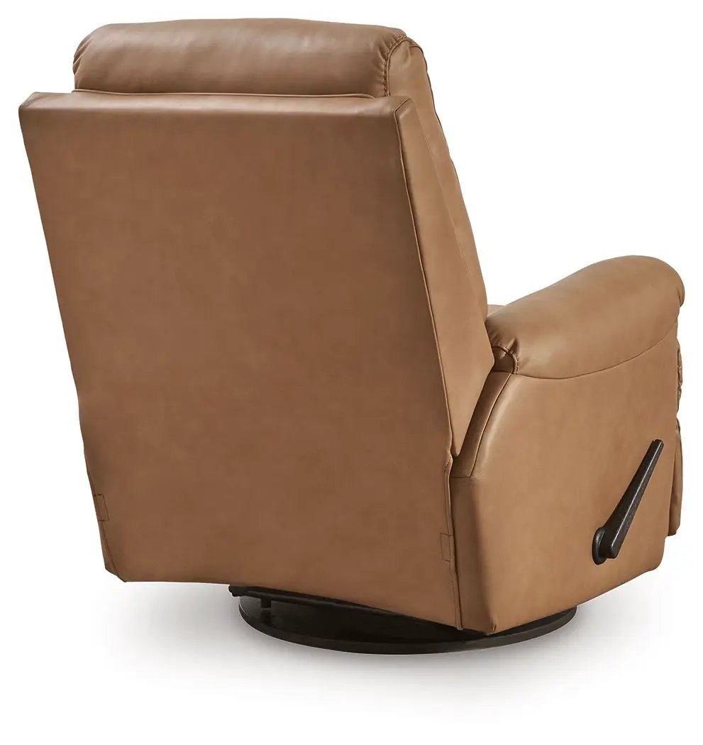 Flynwood Swivel Glider Recliner | Butternut Leather And Faux Leather | Pillow Top Arms | High Back
