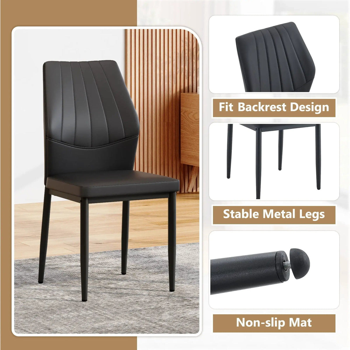 Dining Chairs With Shell Pattern, Comfort And Style Chair Set | 2 Pieces | Fabric & Metal | Dining Room