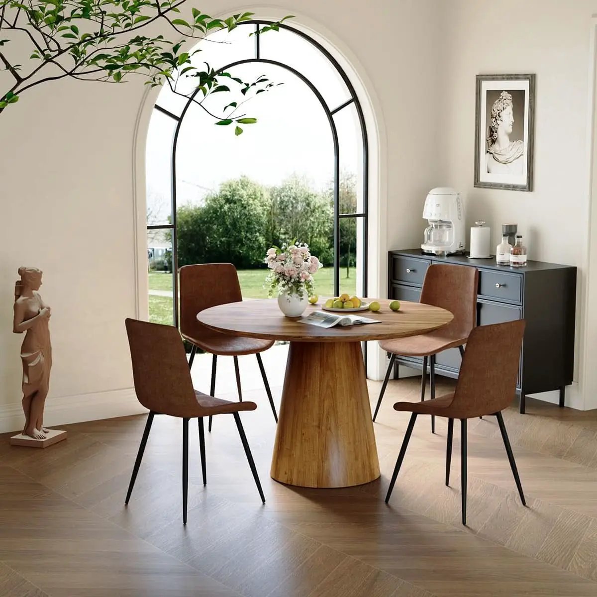 Luxurious Round Space Saving Dining Table Set For Four from PriceLows™