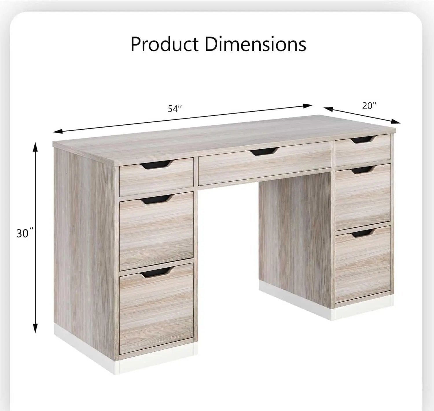 54 Inch Computer Desk With Storage Drawers White Walnut from PriceLows™