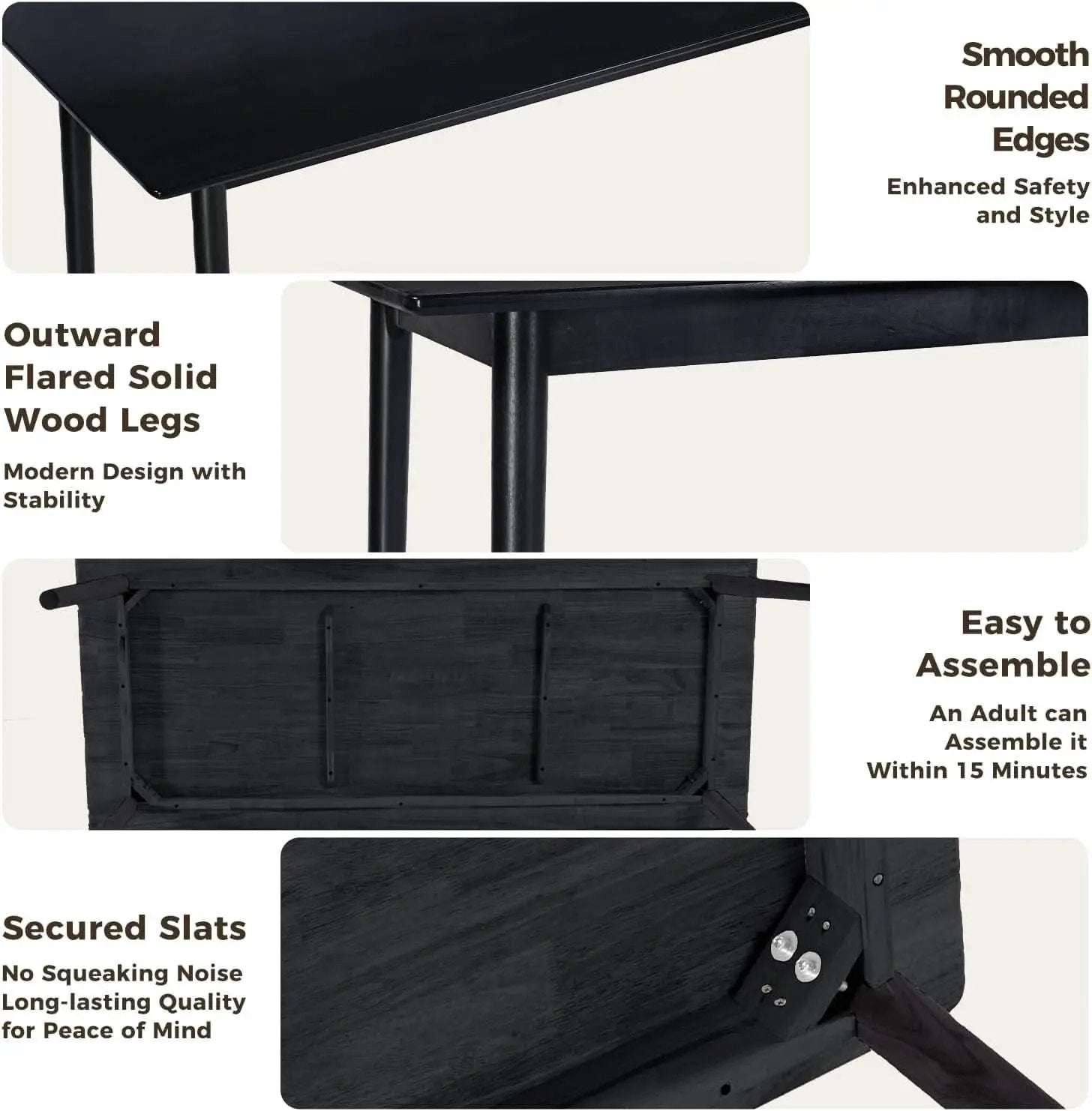 70 Inch Black Solid Oak Dining Table For 6 To 8 People from PriceLows™