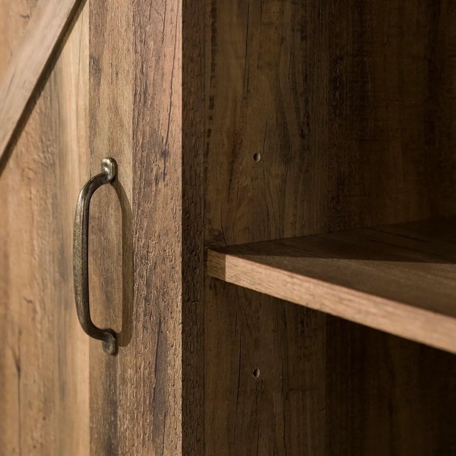 Rustic Oak TV Stand With Double Barn Doors Up To 80 Inch from PriceLows™