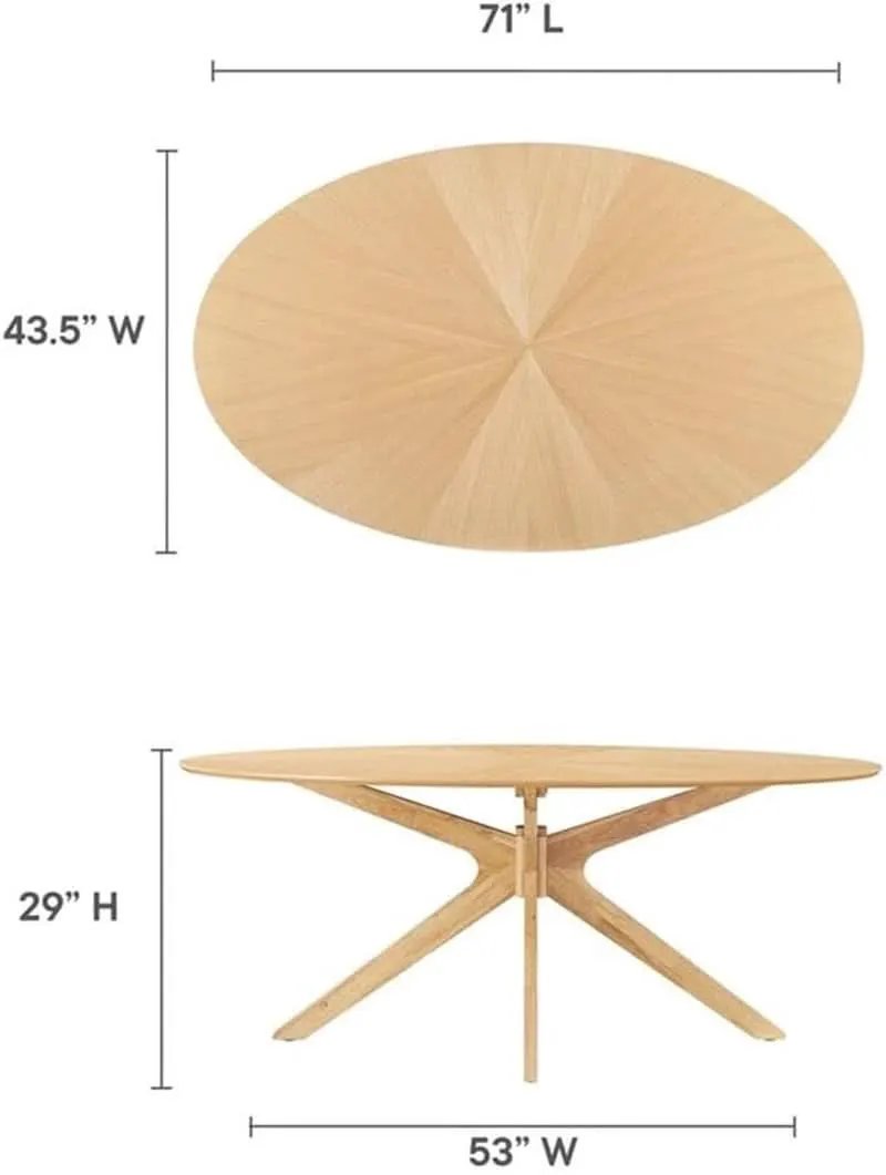 Crossroads 71 Inch Oak Oval Dining Table Mid Century from PriceLows™