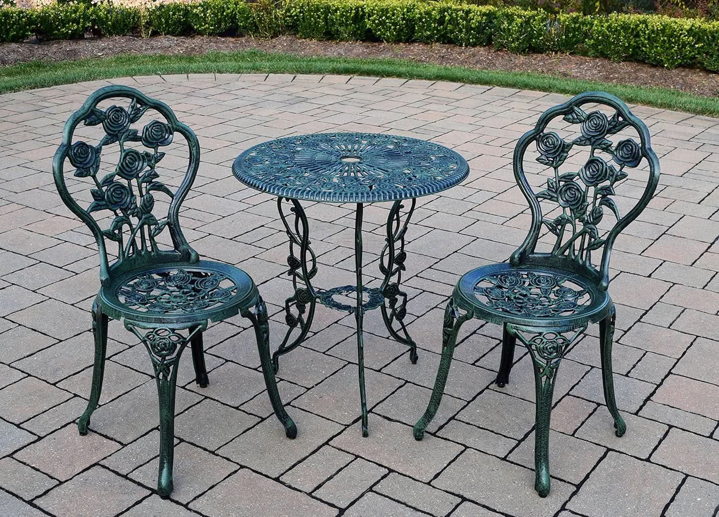 Cast Aluminum Conversation Set Antique Green Patio from PriceLows™