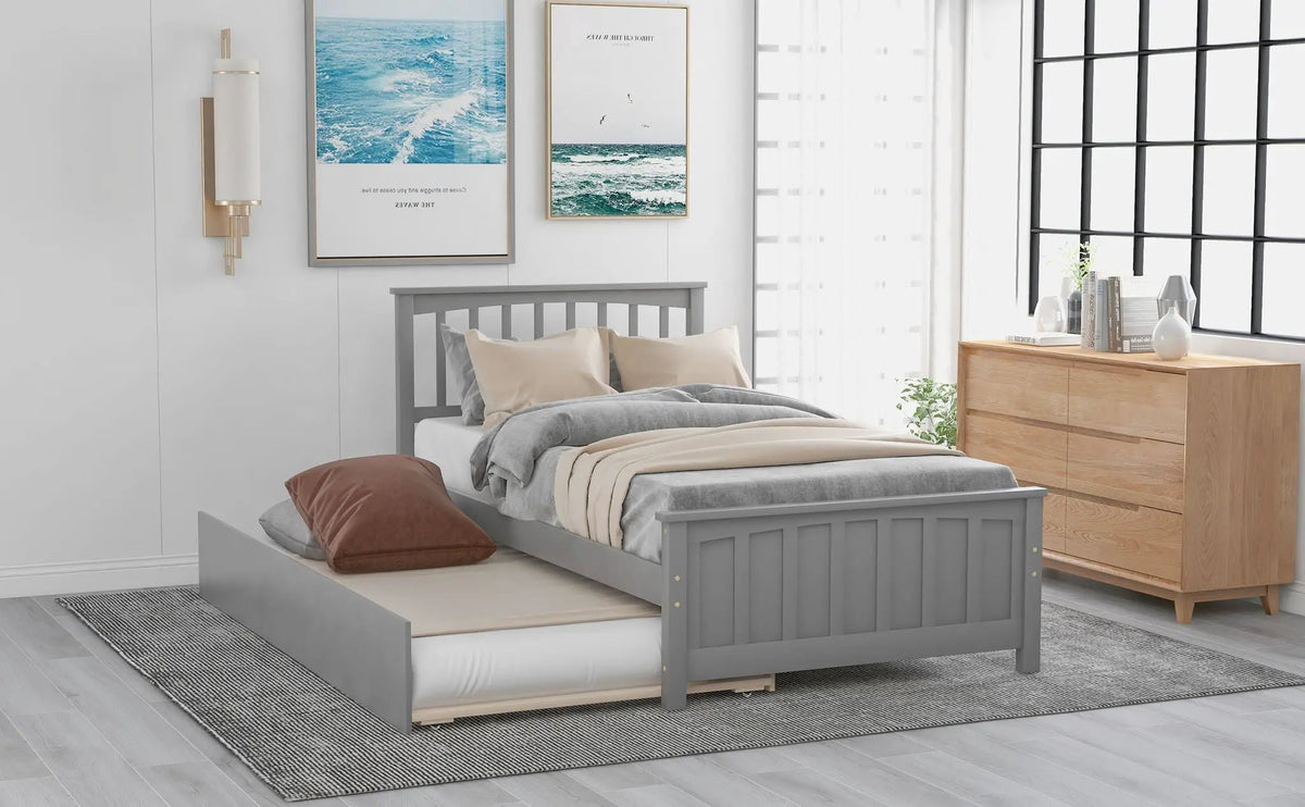 Wood Platform Bed | Headboard And Footboard | Classic Bed Frame | 41.1 Inch Height