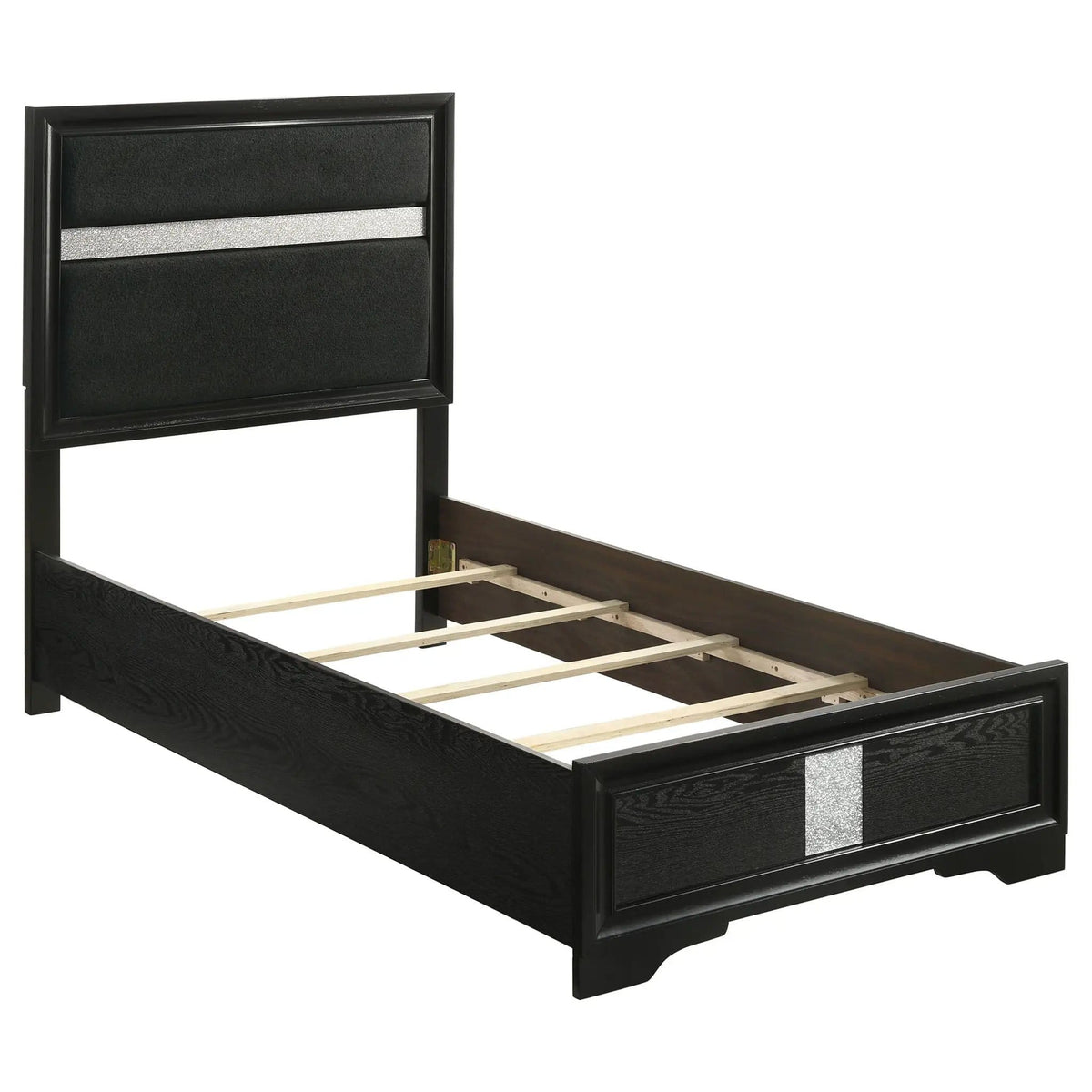 Miranda 54-inch Upholstered Twin Panel Bed | 42.25 x 78.5 x 53.75 in | Fabric | Black