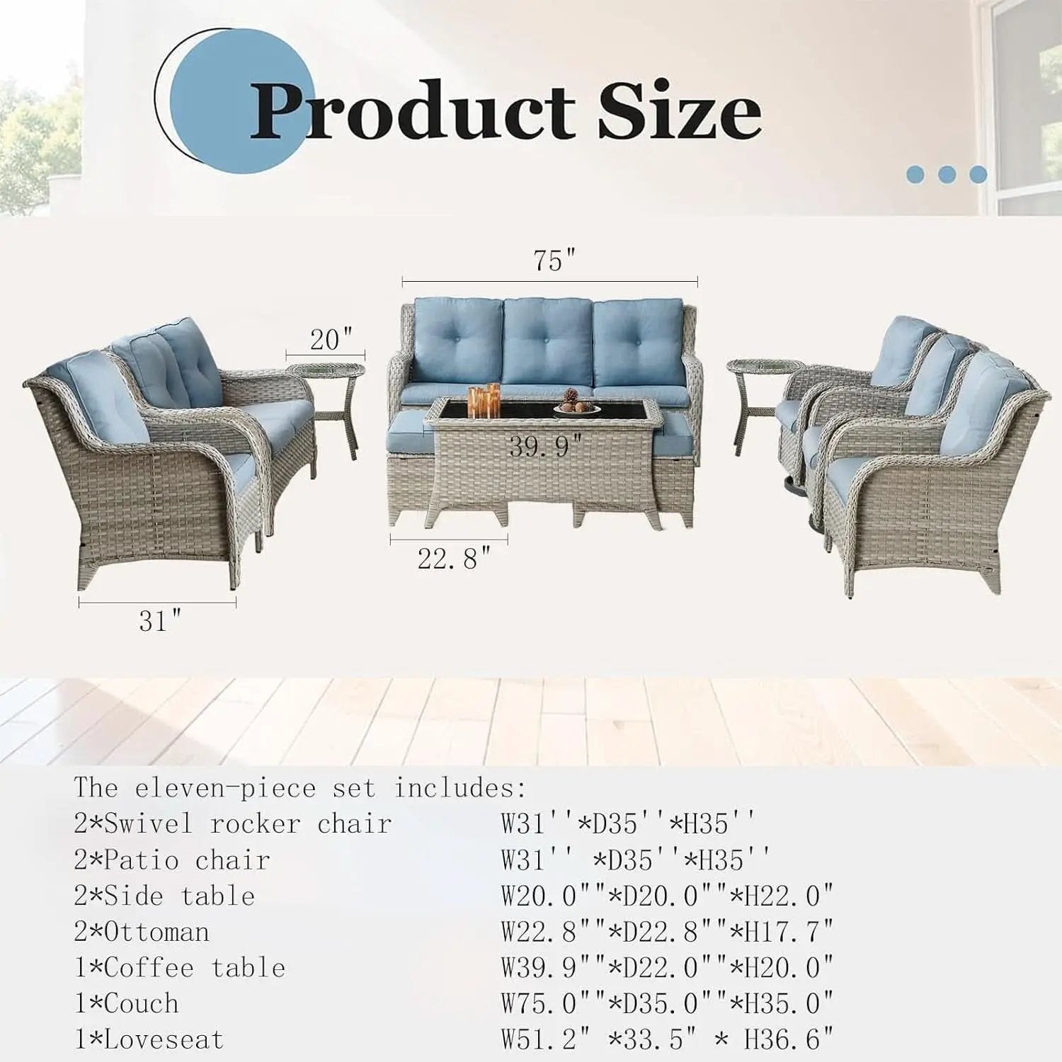 Comfortable 11 Piece Outdoor Furniture Set with Swivel Rockers from PriceLows™