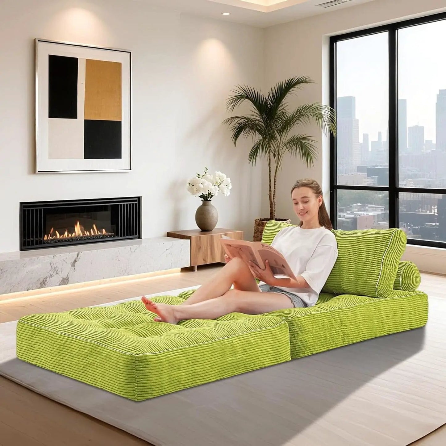 Emerald Convertible Sleeper Sofa Bed With Backrest from PriceLows™