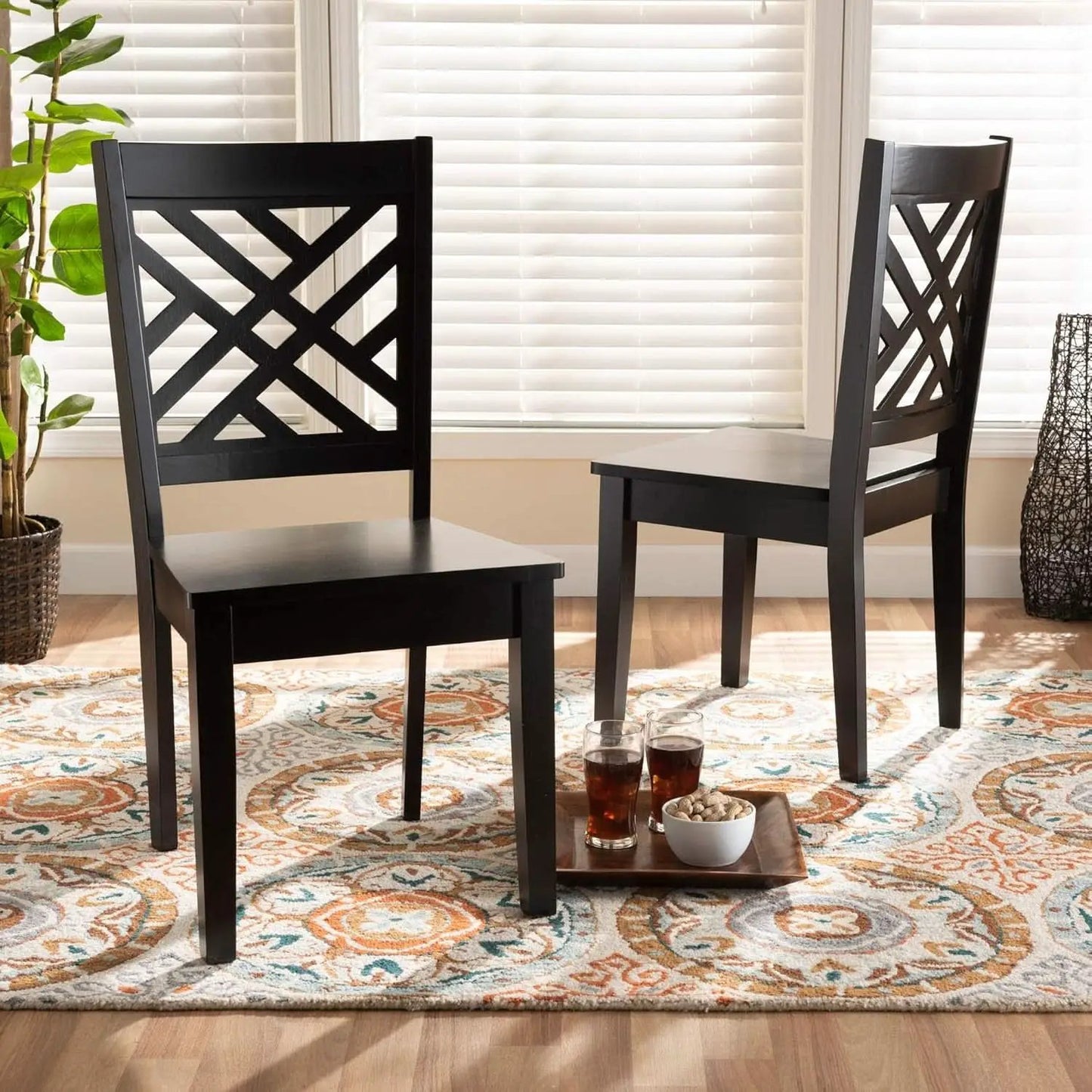 Caron Dark Brown Wood Dining Chairs Set Two Piece Collection from PriceLows™