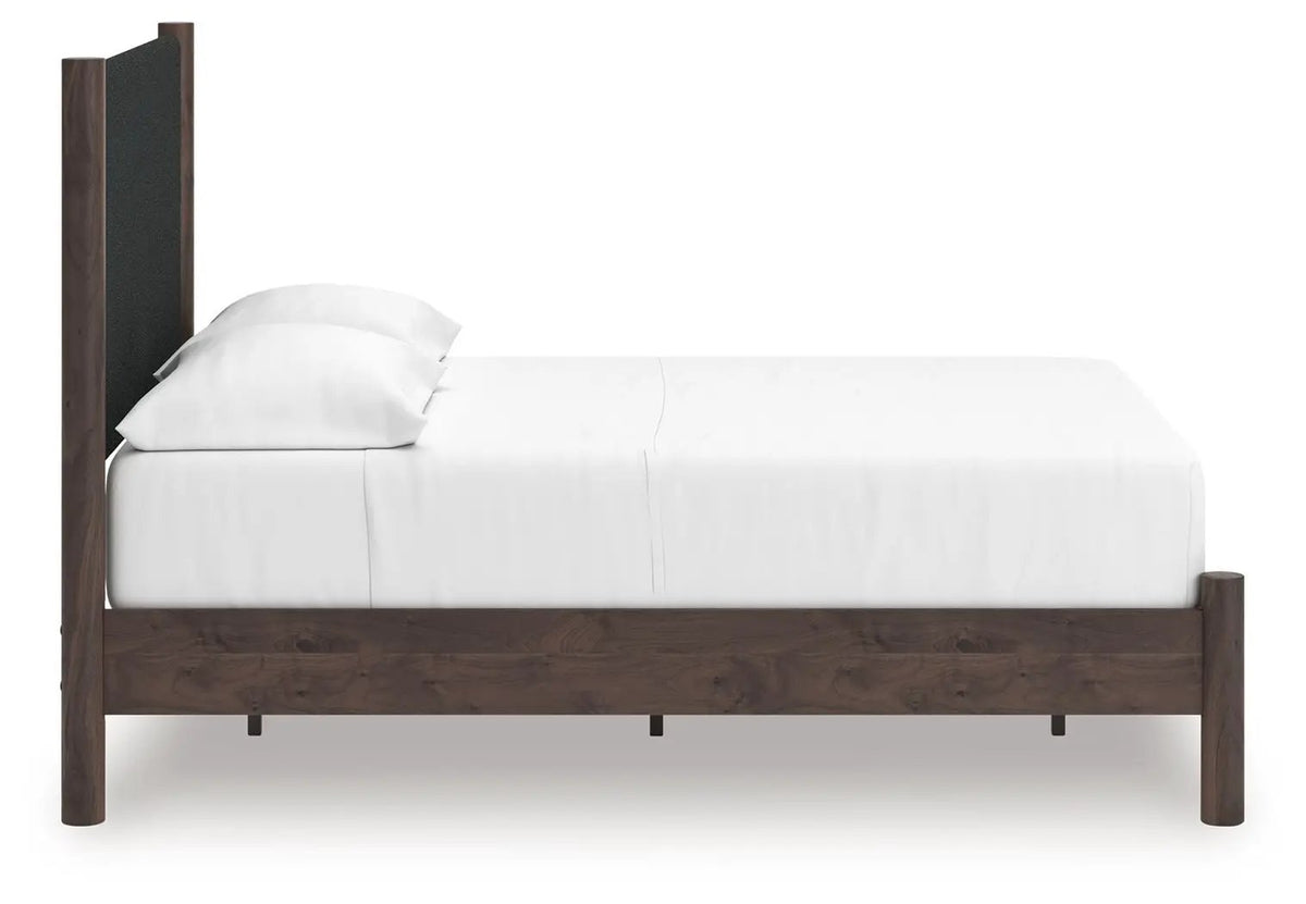 Pamytta Upholstered Panel Platform Bed | Retro Boho Style | Textured Headboard | 80 Inch Width