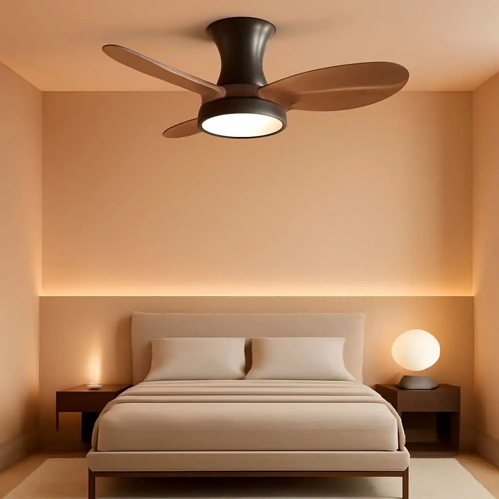 32 Inch Quiet Ceiling Fan With LED Light Remote Control Walnut Finish from PriceLows™