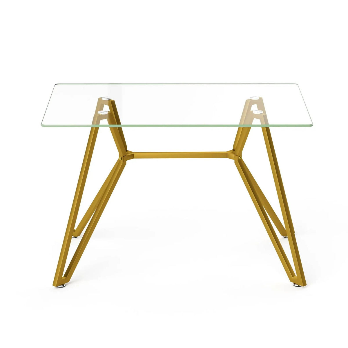 Modern Glass Dining Table With Metal Legs | 2 Pieces | Tempered Glass & Metal | Dining Room