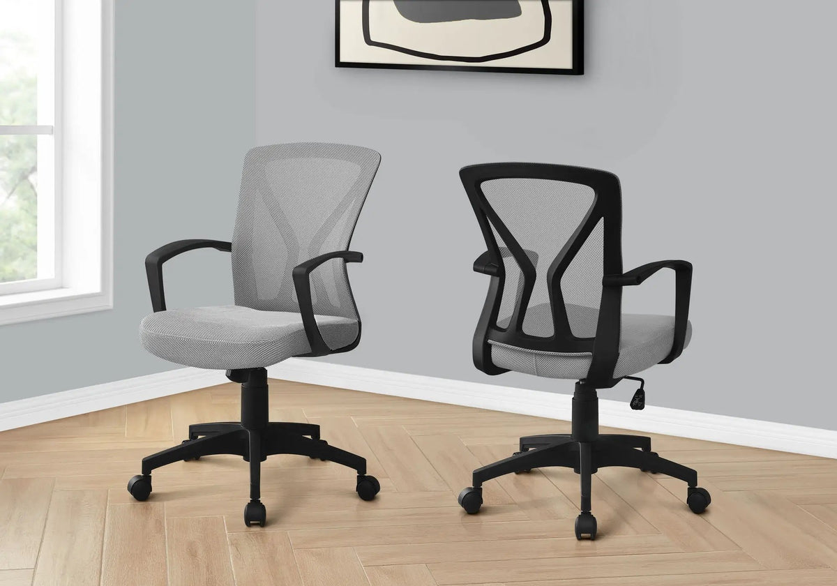 Mesh Mid-Back Office Chair | Fixed Armrests | Deep Extra-Wide Seat | 35.25 Inch Height