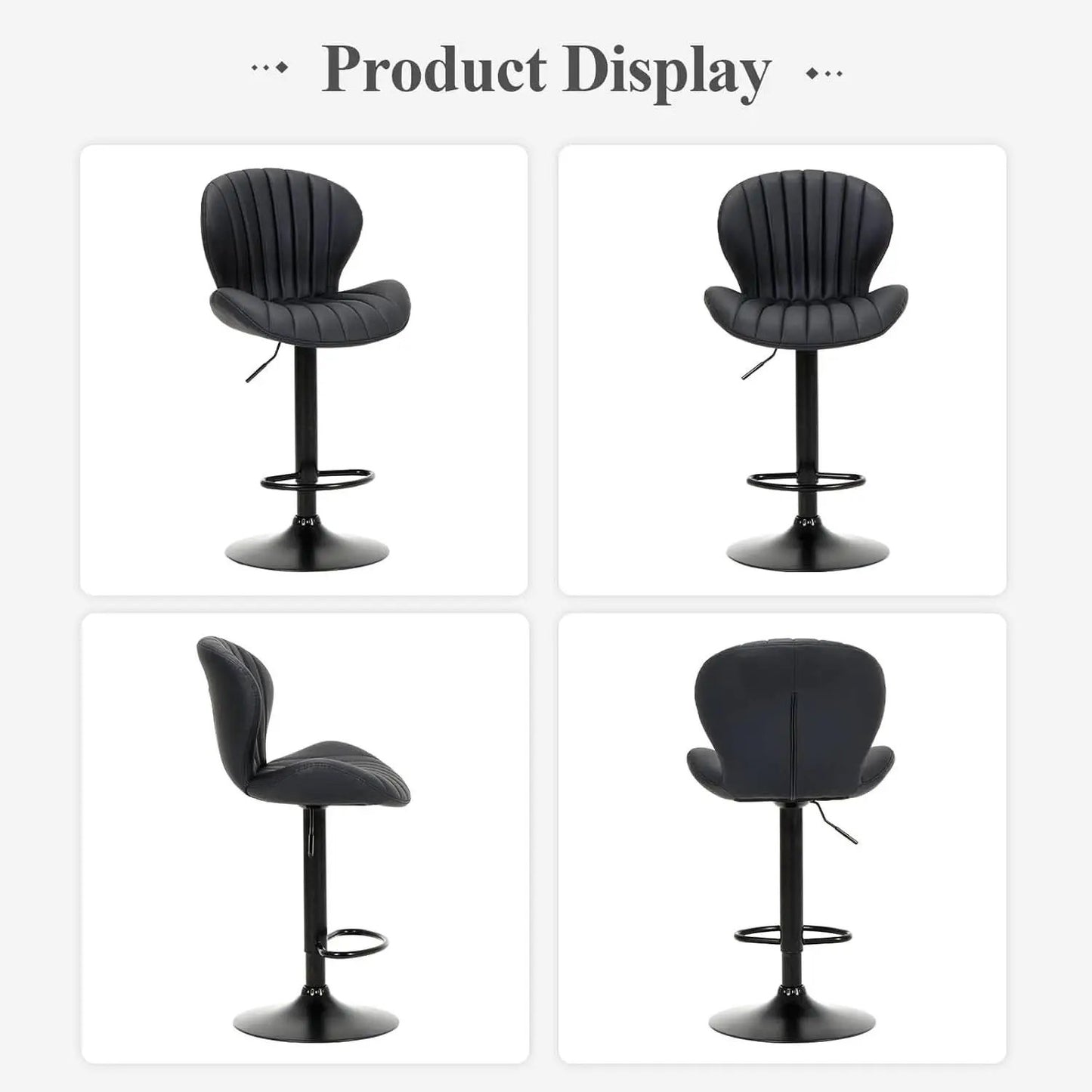 Black Adjustable Faux Leather Swivel Bar Stool Set Of Four from PriceLows™