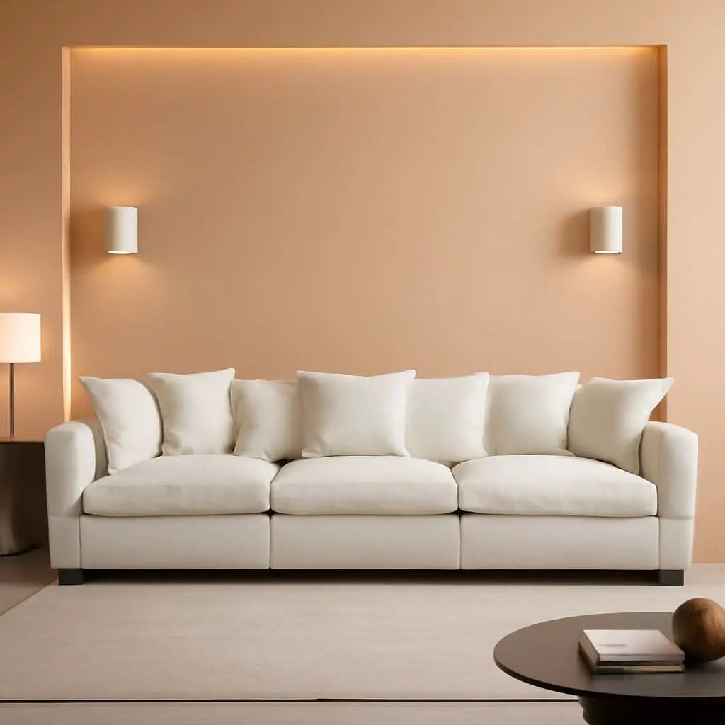 111.4 Inch 3 Seater Cloud Sofa Modular Sectional Couch Beige With Breathable Chenille Fabric from PriceLows™
