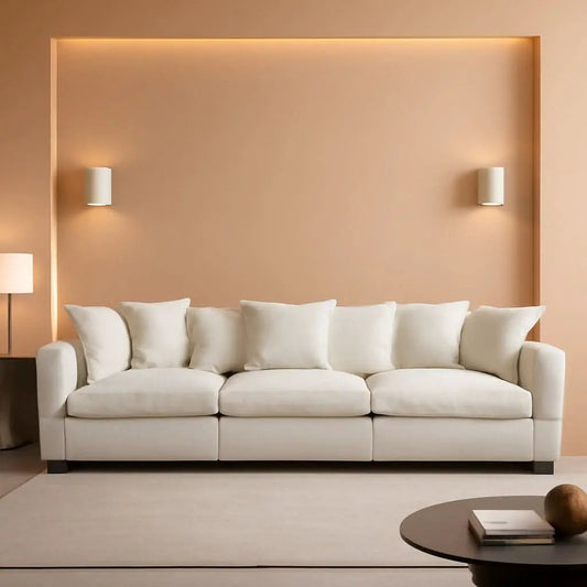111.4 Inch 3 Seater Cloud Sofa Modular Sectional Couch Beige With Breathable Chenille Fabric from PriceLows™
