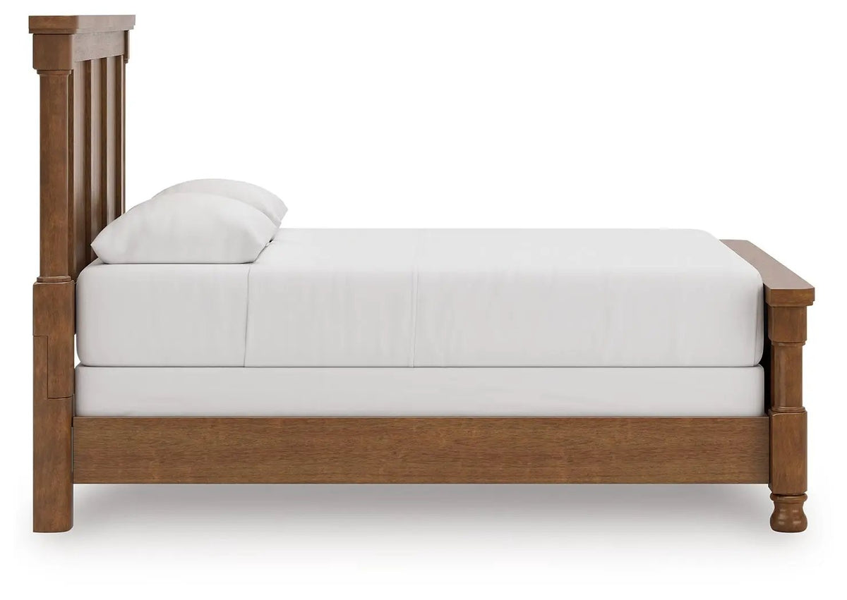 Rowlenstown Poster Bed | Casual Traditional Design | Rubbed Finish | Hefty Silhouette