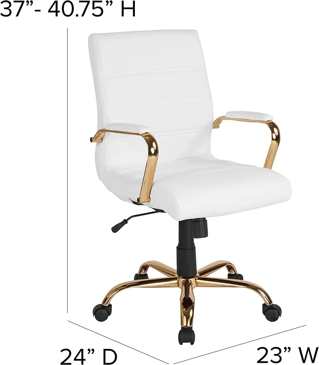 Whitney White LeatherSoft Office Chair Mid Back Swivel from PriceLows™