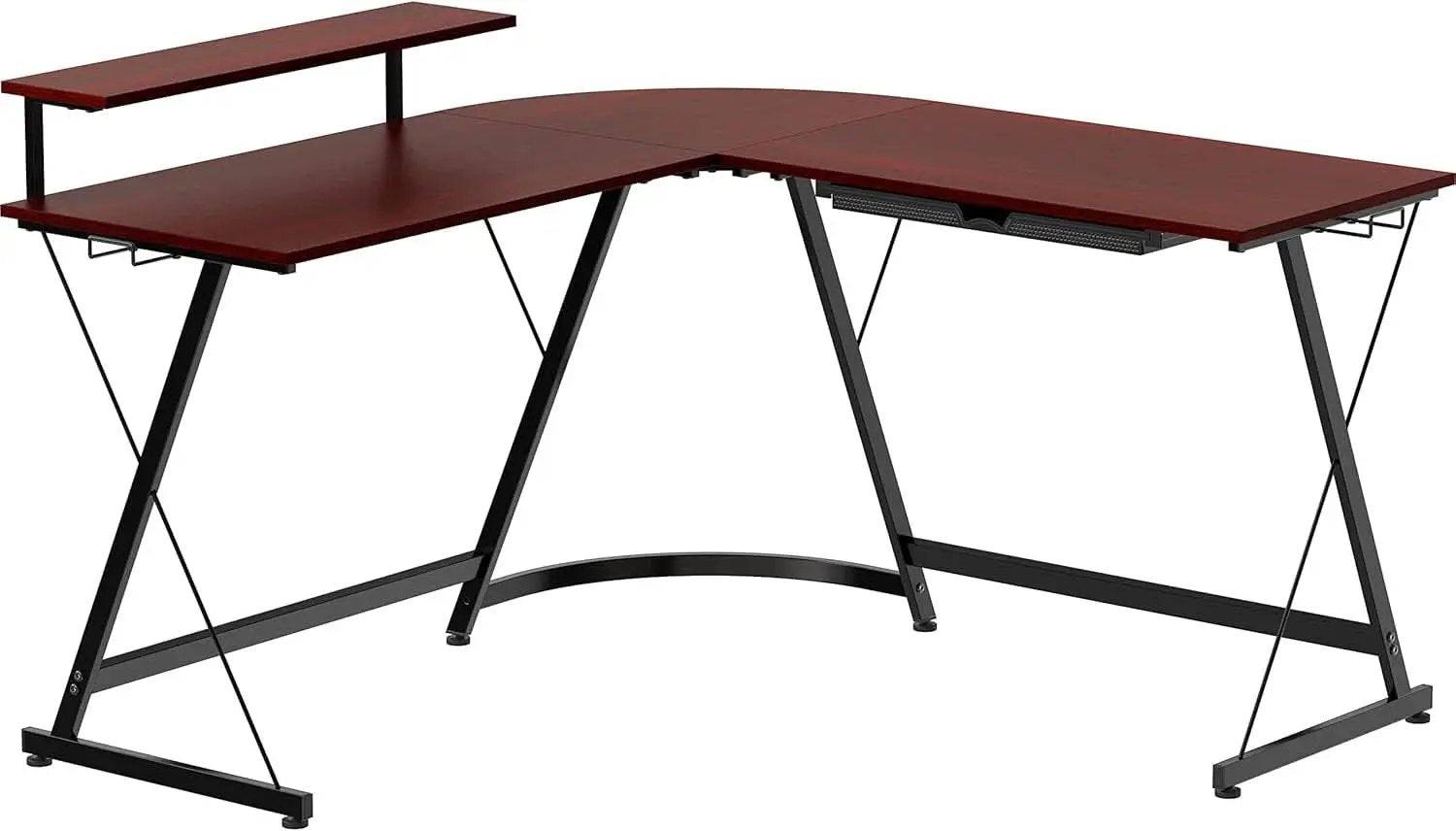 Vista L Shape Desk With Adjustable Monitor Stand Cherry from PriceLows™