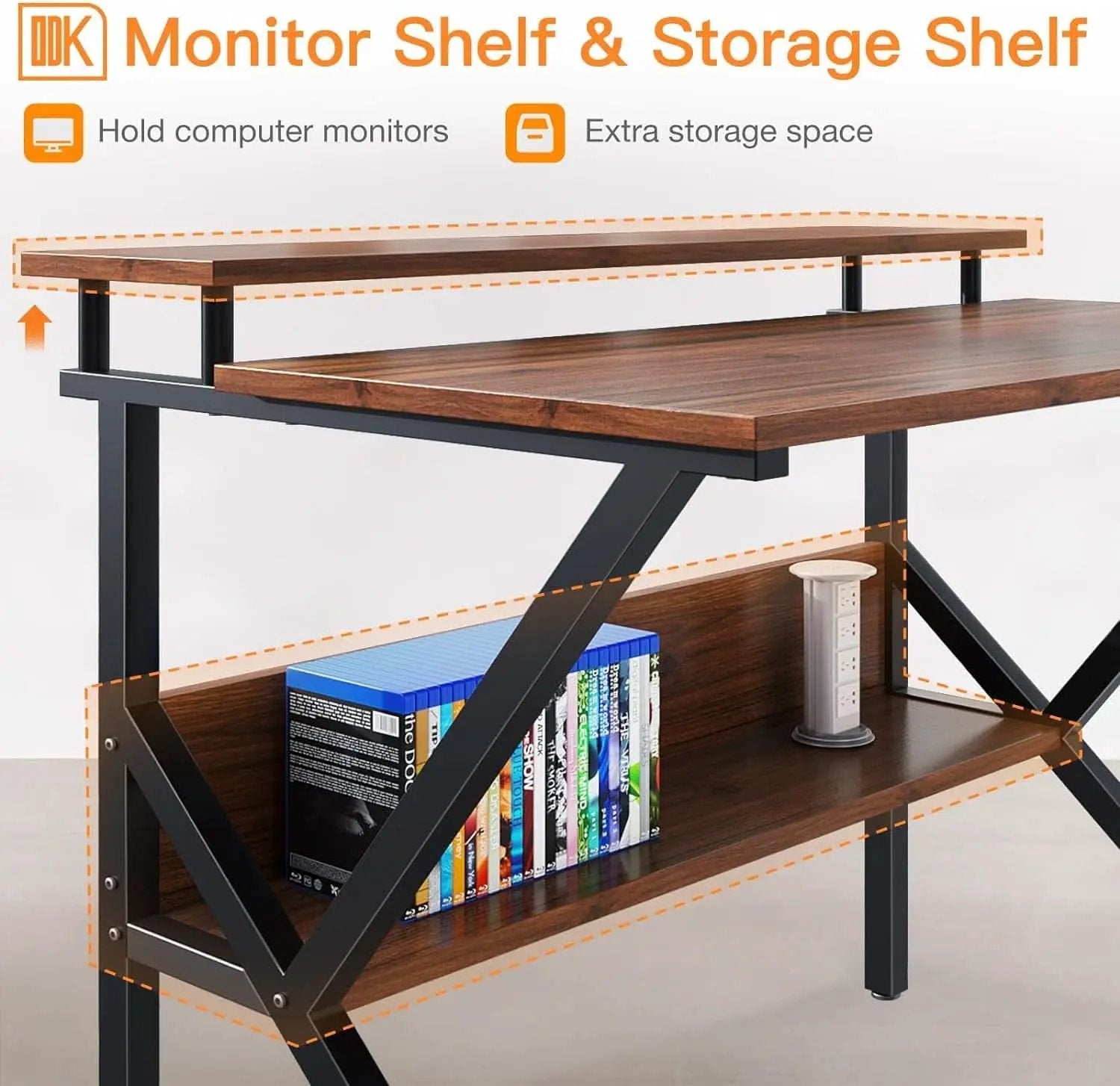 Espresso 27.5 Inch Compact Desk With Monitor Stand from PriceLows™