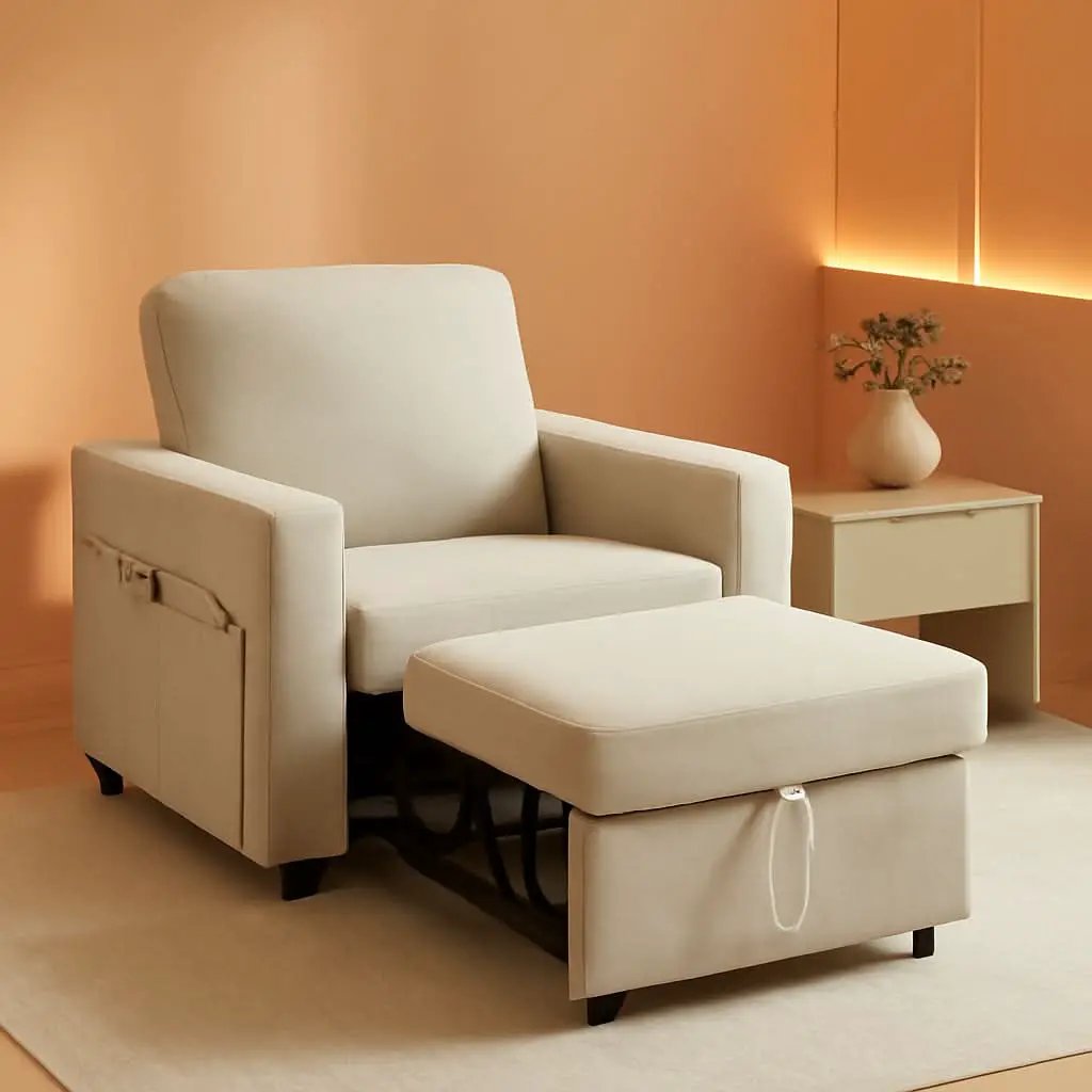 Forty Two Point Five Inch Sleeper Chair Bed Beige Convertible Sofa Bed from PriceLows™