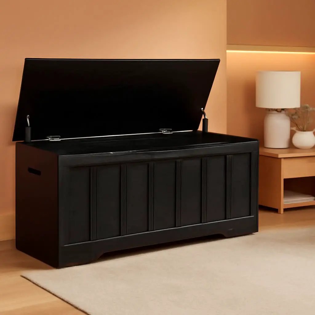 Black 47.2 Inches SolidWood Oversized Storage Bench from PriceLows™