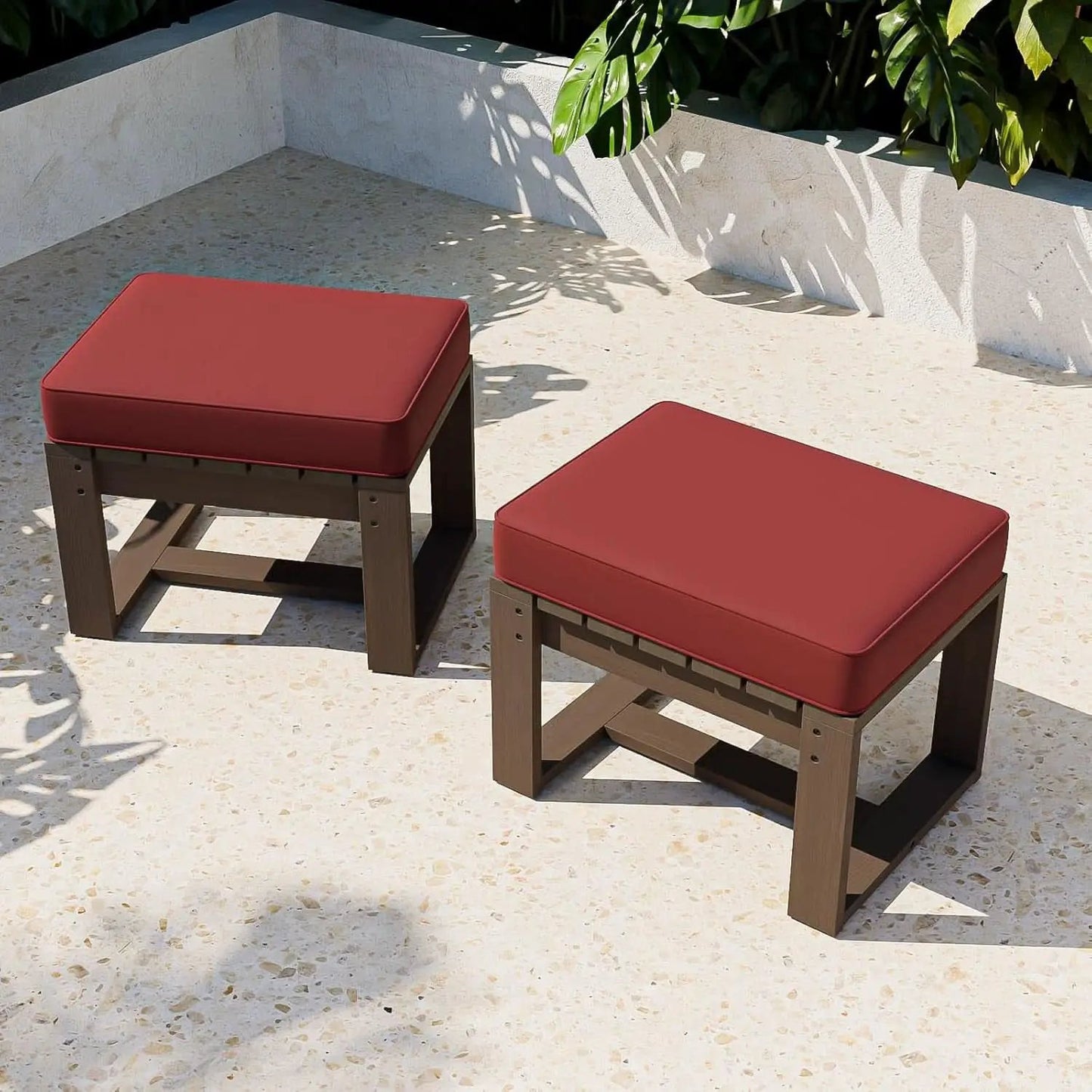 Natural Cedar Outdoor Ottomans With Removable Cushions from PriceLows™