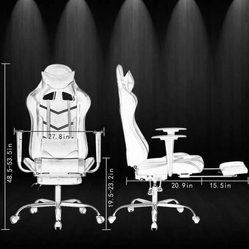 Ergonomic Gaming Chair With Lumbar Support Footrest White from PriceLows™