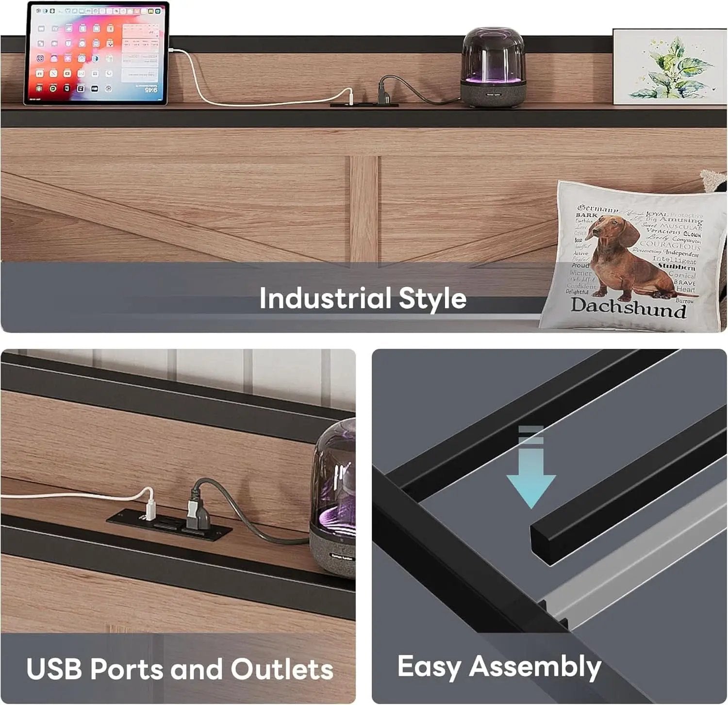 Twin Daybed With Trundle And Charging Station In Natural Wood from PriceLows™