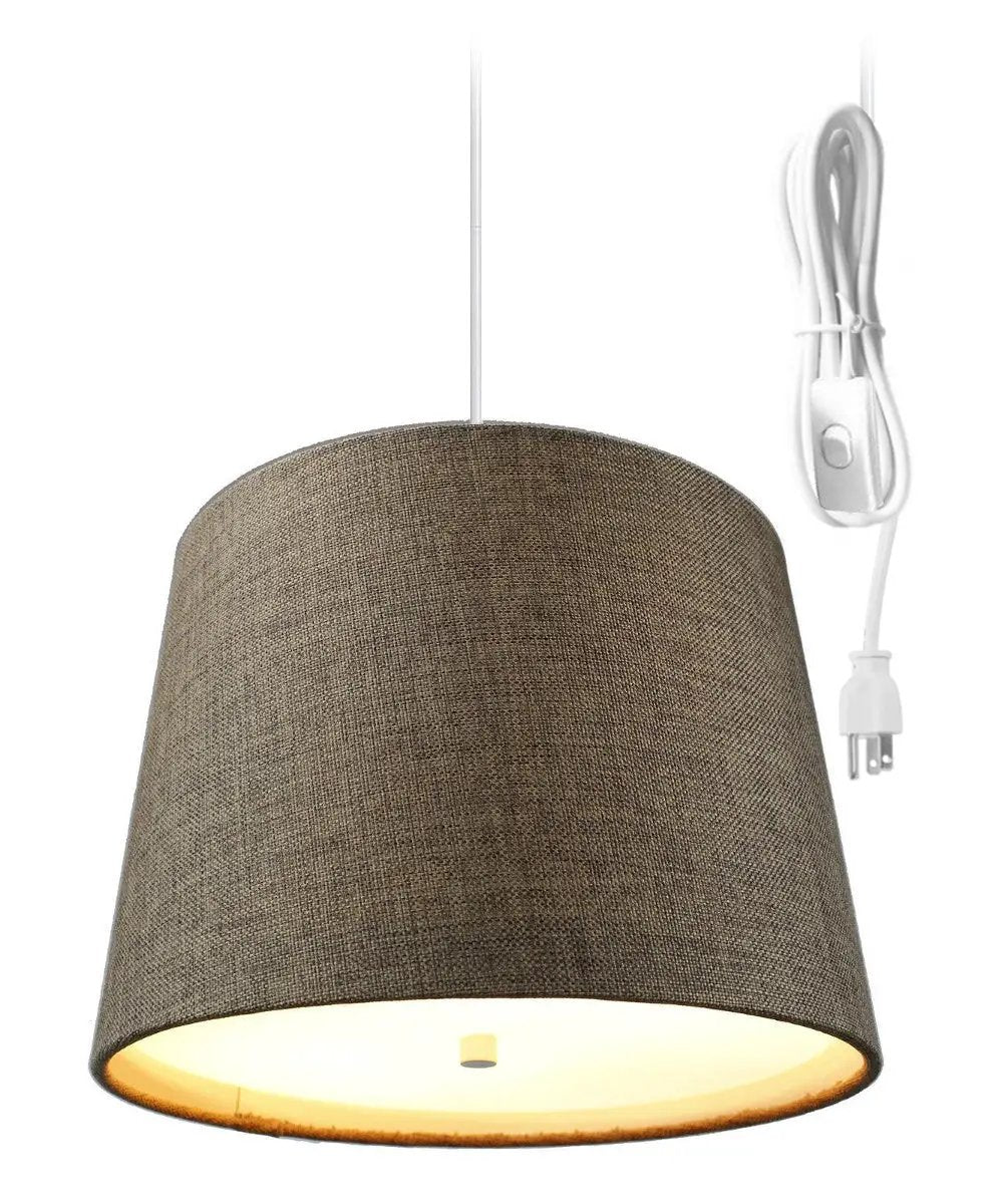 Swag Plug In Pendant | 14 Inch Width | 2 Light | Chocolate Burlap