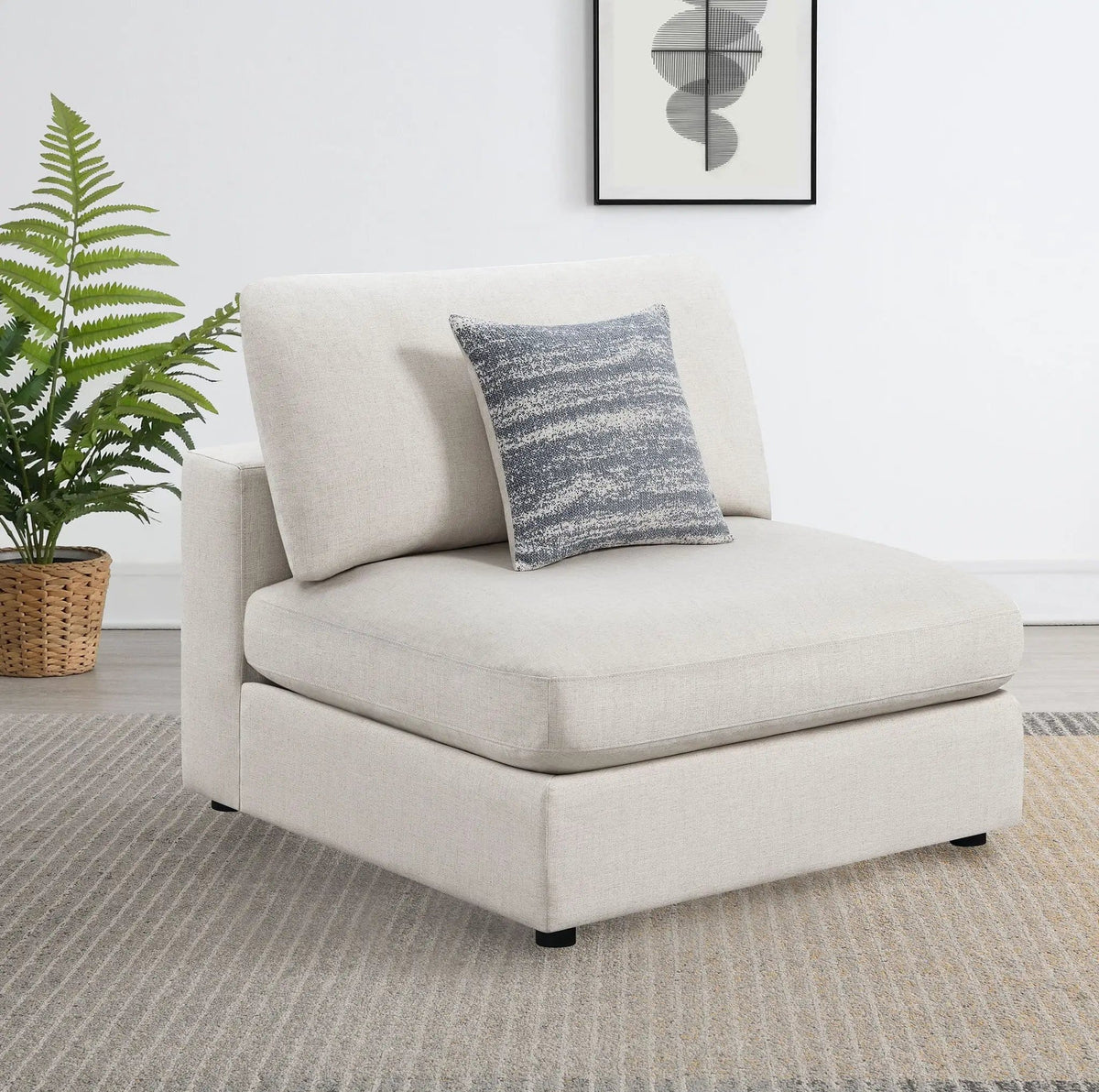 Serene Upholstered Armless Chair | 38 x 41 x 33 in | Linen & Polyester | Beige