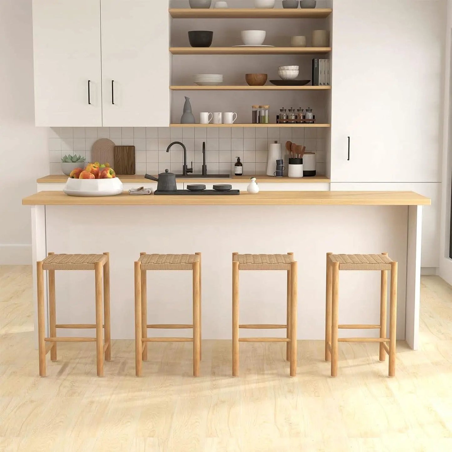 26 Inch Counter Height Wood Bar Stools Set of Two from PriceLows™