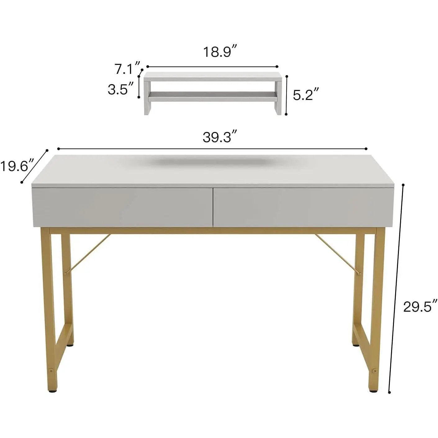 White Home Office Desk With Drawer And Monitor Stand from PriceLows™