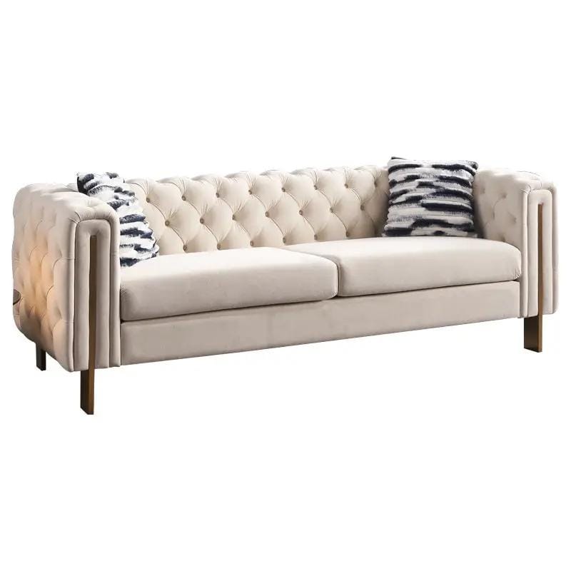 Chesterfield Modern Tufted Living Room Sofa, 84.25''W Couch | Stationary Sofa | Metal & Wood | Living Room