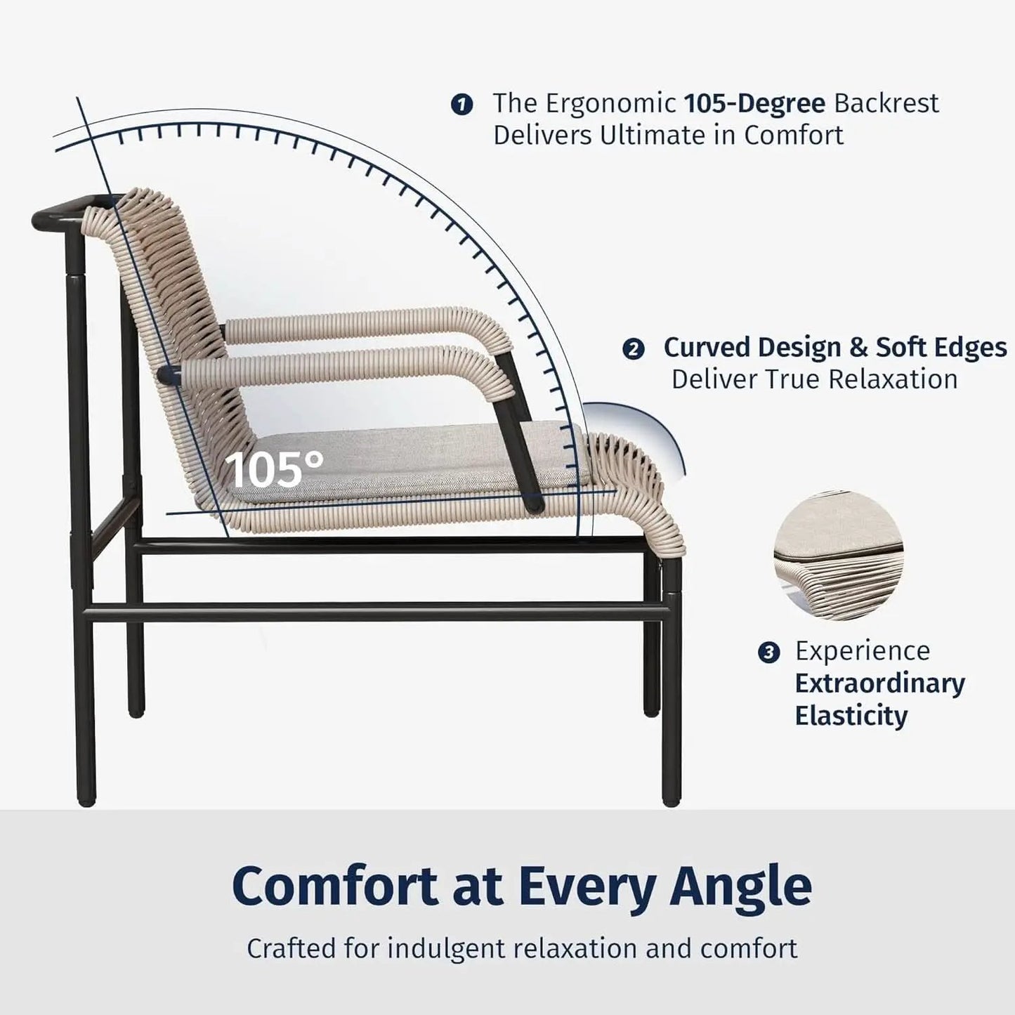 Modern 3-Piece Outdoor Bistro Set with Wide Chairs from PriceLows™