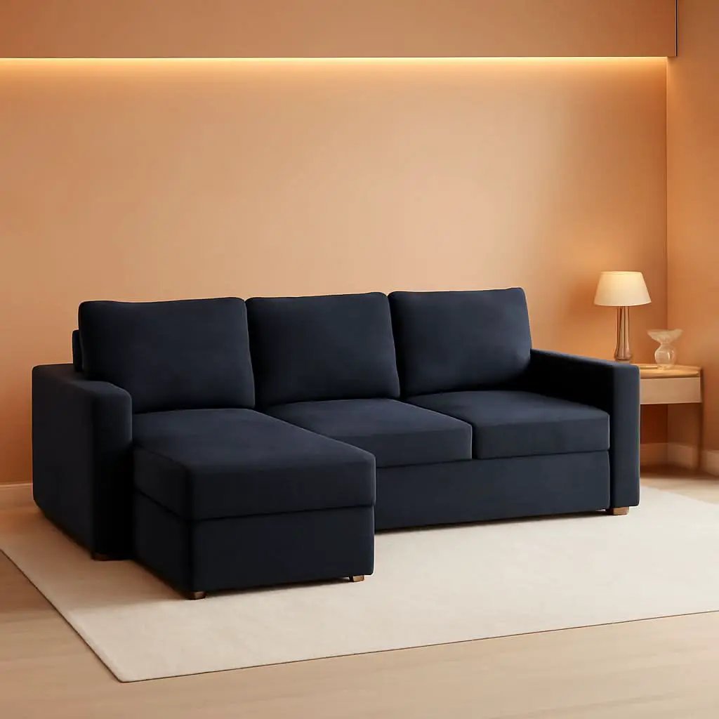 83-Inch Velvet-Black Pull-Out Sleeper Sofa With Storage from PriceLows™